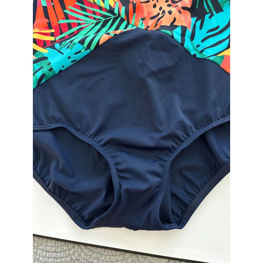 Lands End NWT One Piece Swimsuit Size 6 Tropical Print Navy Full Coverage Padded - Picture 6 of 10